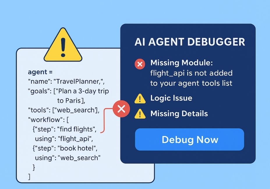 AI agent debugging tool highlighting issues in machine learning models