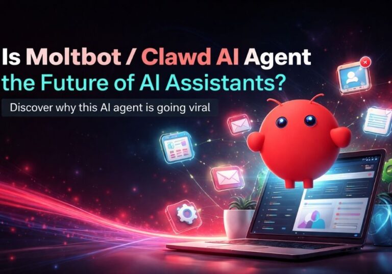 Moltbot / Clawd AI Agent promotional banner showing an autonomous AI assistant with task automation icons and the headline asking if it is the future of AI assistants.