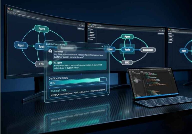 AI customer support agent LangGraph command center with live conversation