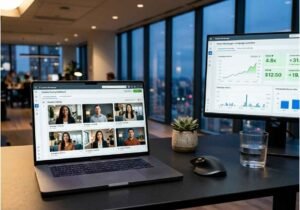 AI UGC video software dashboard showing Facebook ad creative testing with Meta Advantage+ metrics