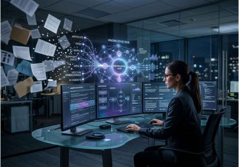Developer managing AI knowledge base and RAG pipeline