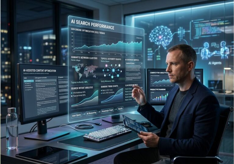 AI Mode SEO tools dashboard analyzing search rankings with AI-powered SEO insights.