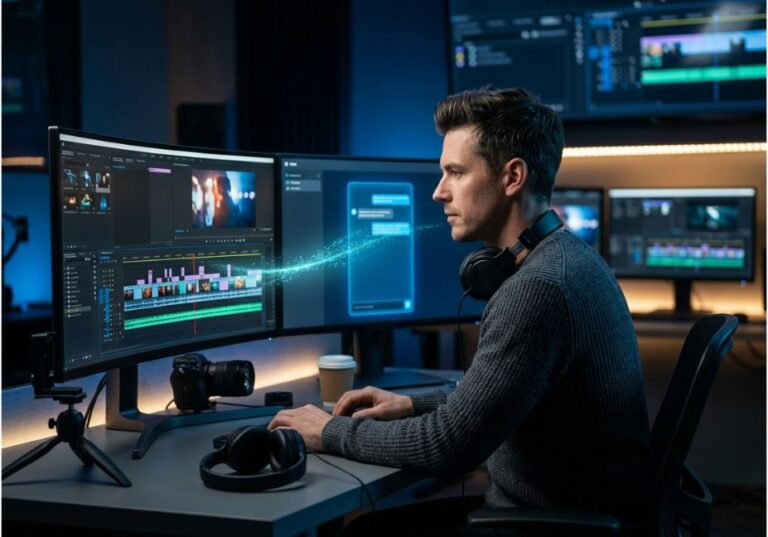 Video editor using AI agent chat alongside timeline best AI video editing tools 2026.