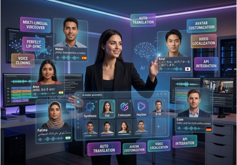 AI avatar tools for multilingual voiceovers with voice cloning and video localization.