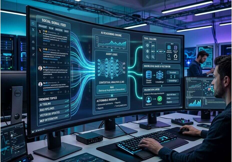 AI agent Twitter trend monitoring workflow