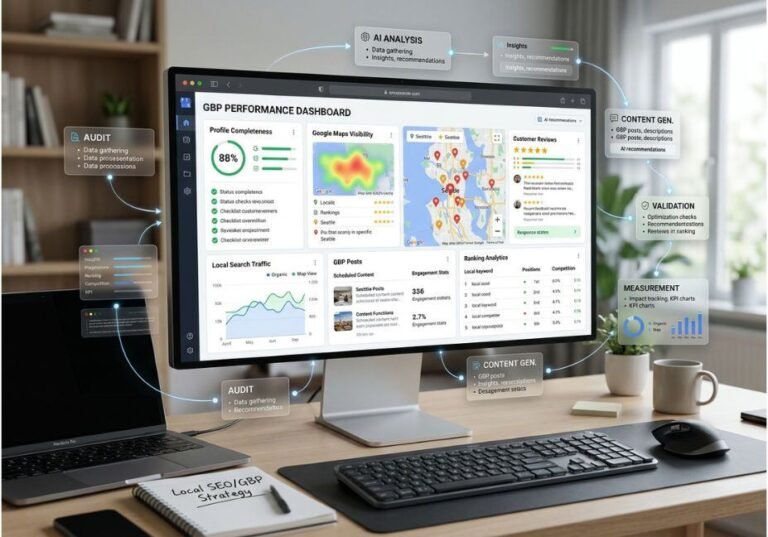 AI-powered Google Business Profile optimization dashboard with local SEO analytics.
