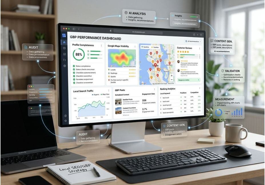 AI-powered Google Business Profile optimization dashboard with local SEO analytics.