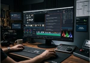 DaVinci Resolve workstation showing greyed-out AI tools on the editing interface.